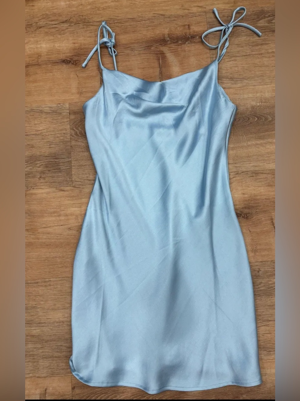 Fashion Nova Powder Blue Satin Slip Mini Dress